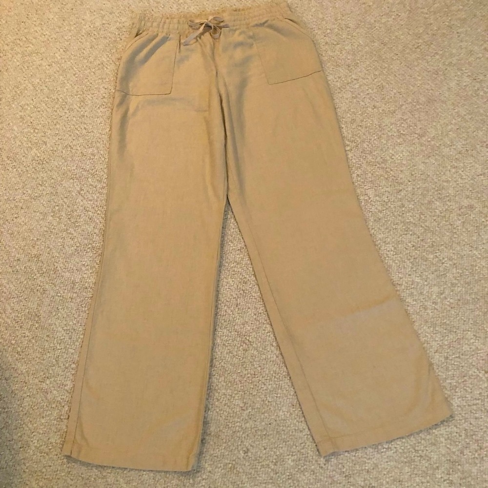 Linen Blend Khaki Pants Size L